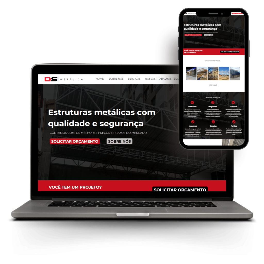 Criação de site da DS Metálica Empresa de salvador especializada em estruturas metalicas.