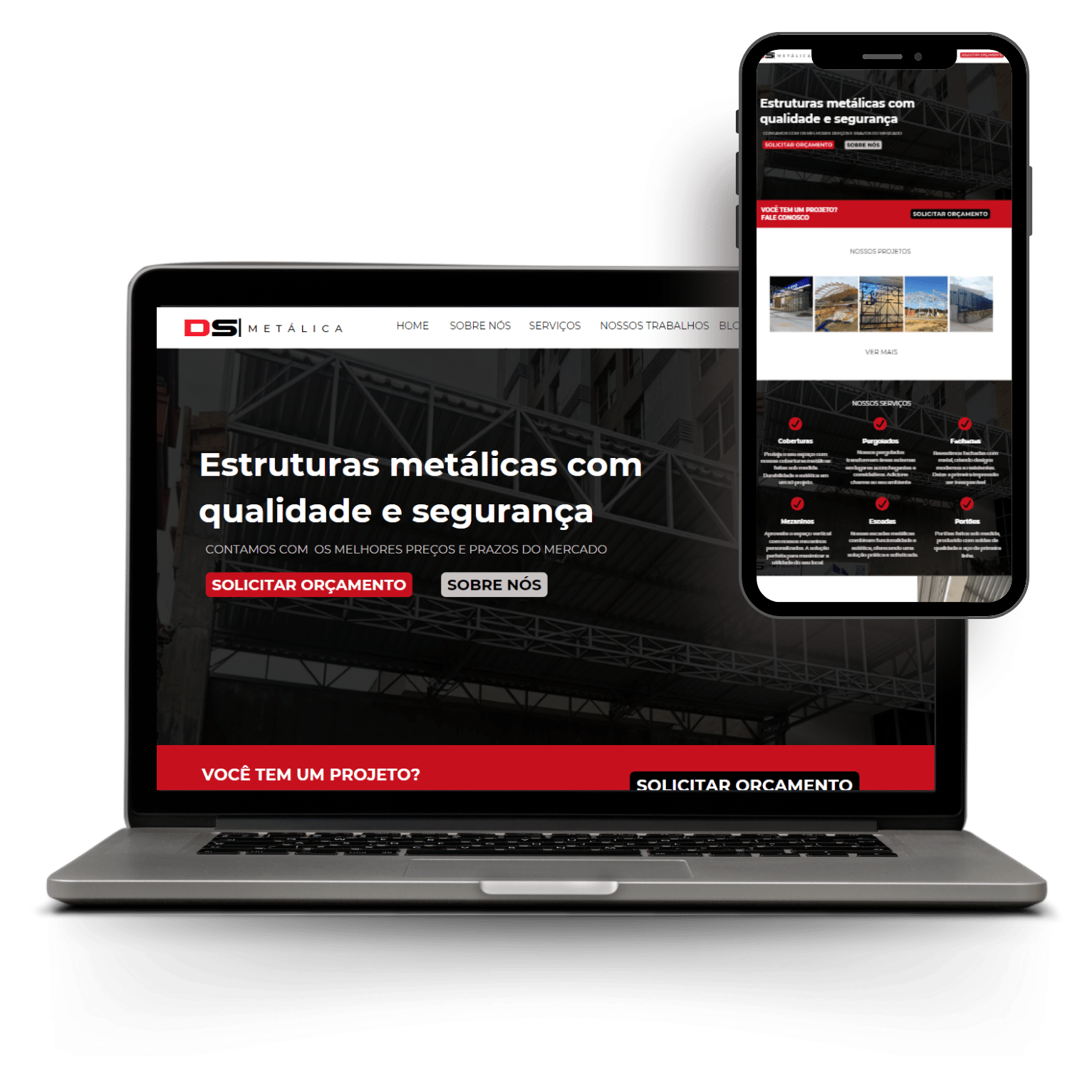 Criação de site da DS Metálica Empresa de salvador especializada em estruturas metalicas.