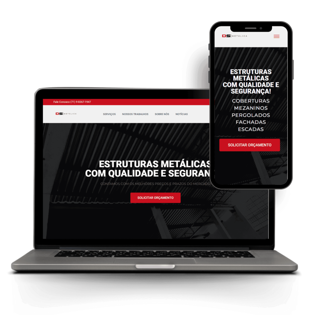 Site da empresa DS METÀLICA. Desenvolvida pela nossa empresa Black WOLF Marketing